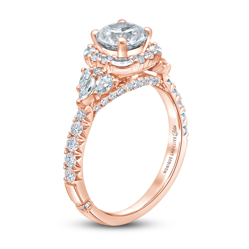 Monique Lhuillier Bliss Diamond Engagement Ring 1-7/8 ct tw Round, Marquise & Pear-shaped Rose Gold Plated