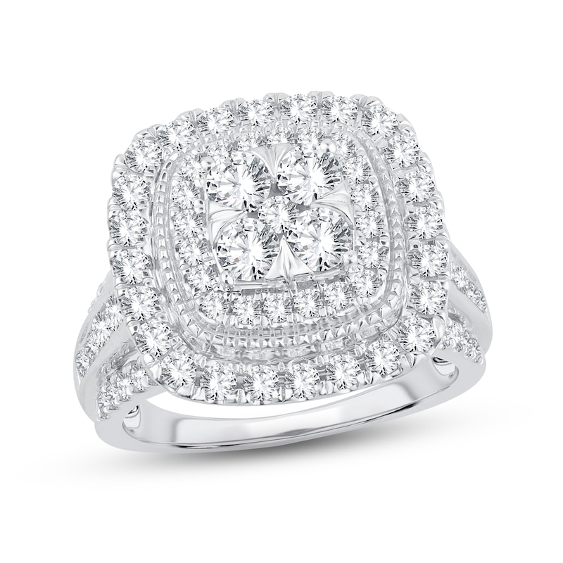 Multi-Diamond Engagement Ring 2 ct tw Round-cut White Gold Plated