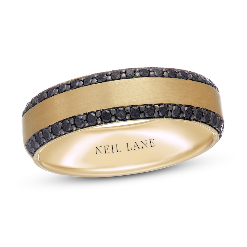Neil Lane Men's Black Diamond Wedding Band 1/2 ct tw Yellow Gold Plated