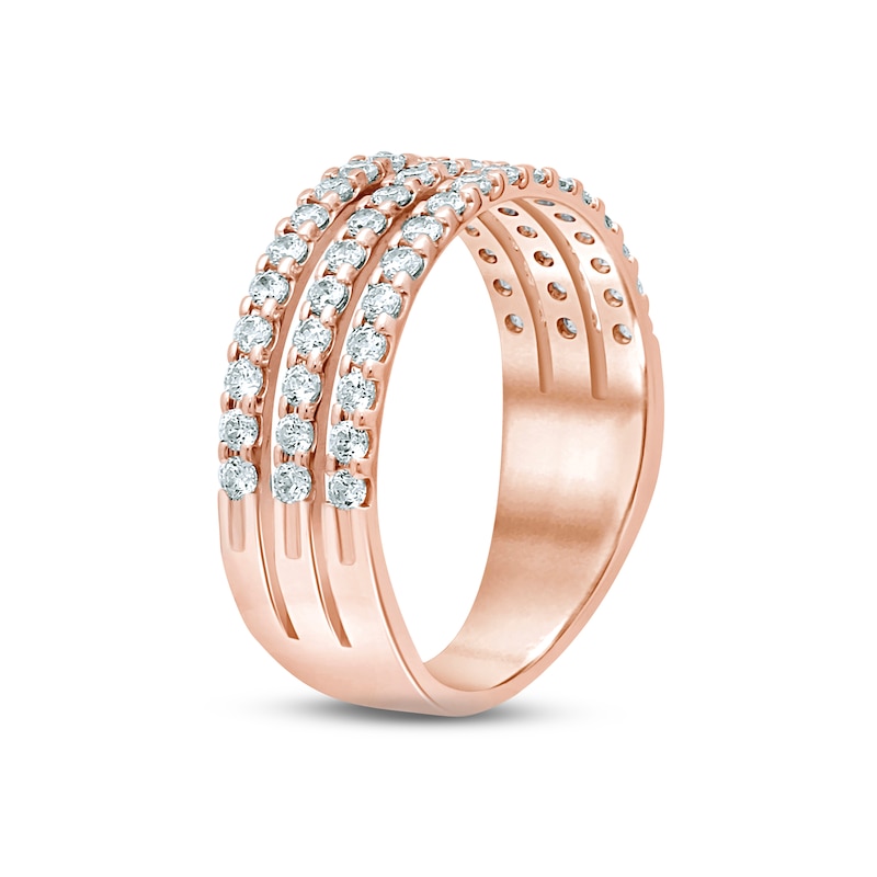 Diamond Anniversary Ring 3/4 ct tw Round-cut Rose Gold Plated