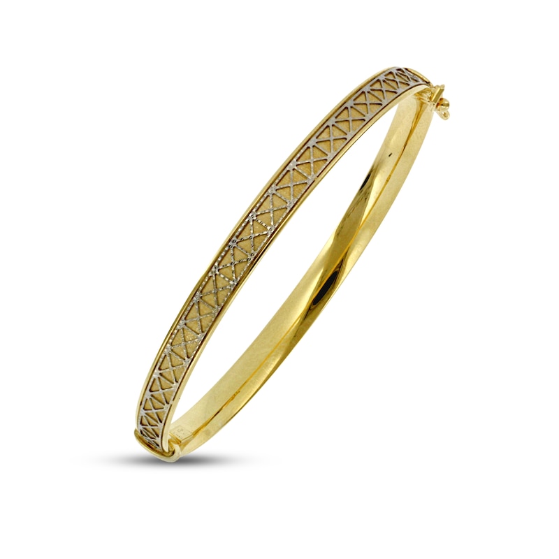 Pattern Bangle Bracelet Yellow Gold Plated