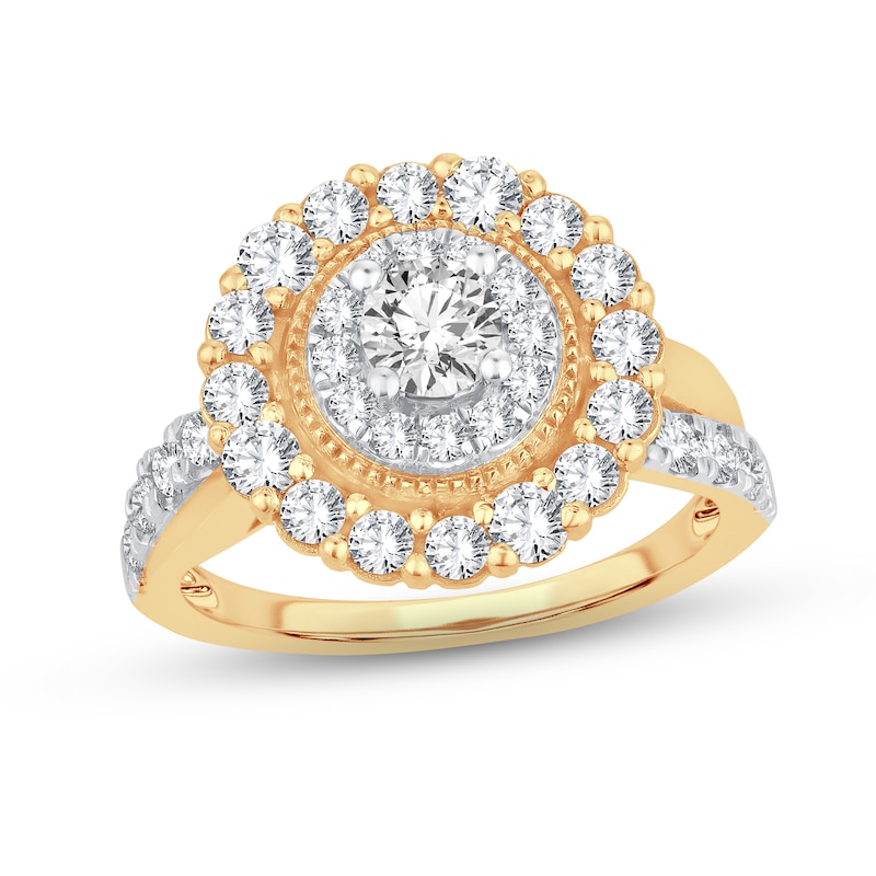 Diamond Engagement Ring 1-1/2 ct tw Round-cut Yellow Gold Plated