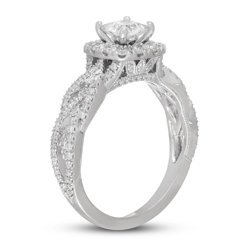 Neil Lane Diamond Engagement Ring 1-1/4 ct tw Princess/Round White Gold Plated