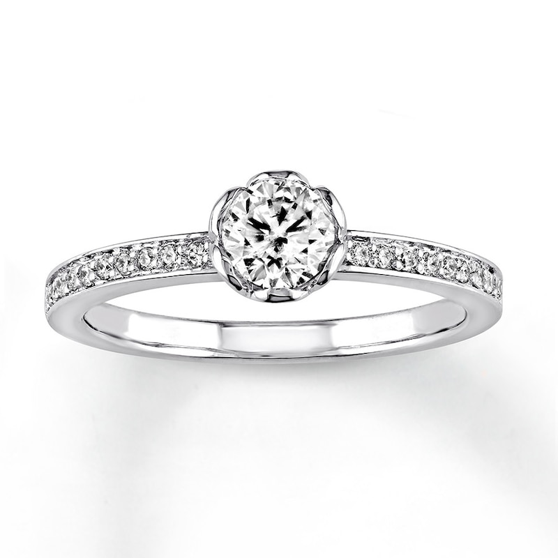 Diamond Engagement Ring 1/2 ct tw White Gold Plated