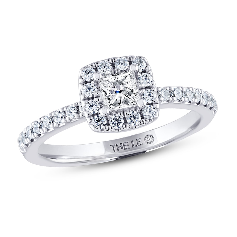 THE LEO Diamond Engagement Ring 5/8 ct tw Princess & Round-cut White Gold Plated