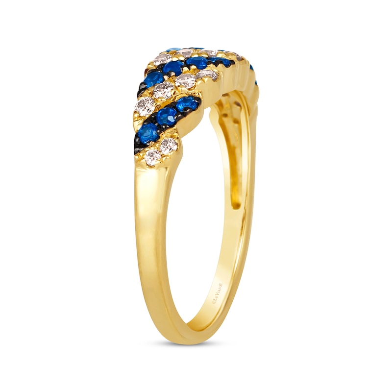 Le Vian Blue Sapphire & Diamond Diagonal Ring 1/4 ct tw Honey Gold Plated