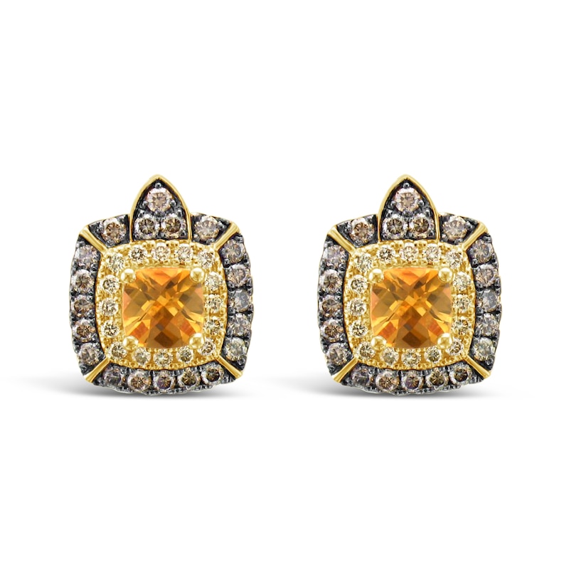 Le Vian Citrine Earrings 3/4 ct tw Diamonds Honey Gold Plated