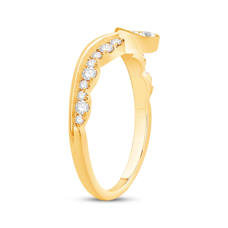 Diamond Scalloped Contour Enhancer Ring 1/3 ct tw Yellow Gold Plated