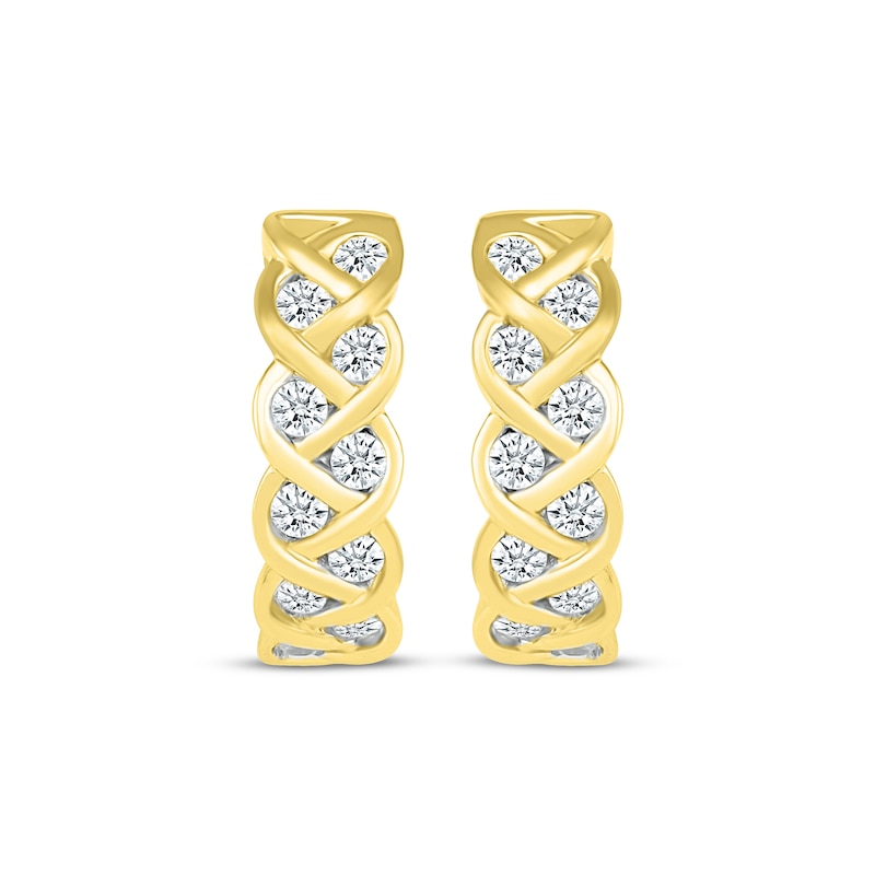Diamond Braided Hoop Earrings 1/2 ct tw Yellow Gold Plated