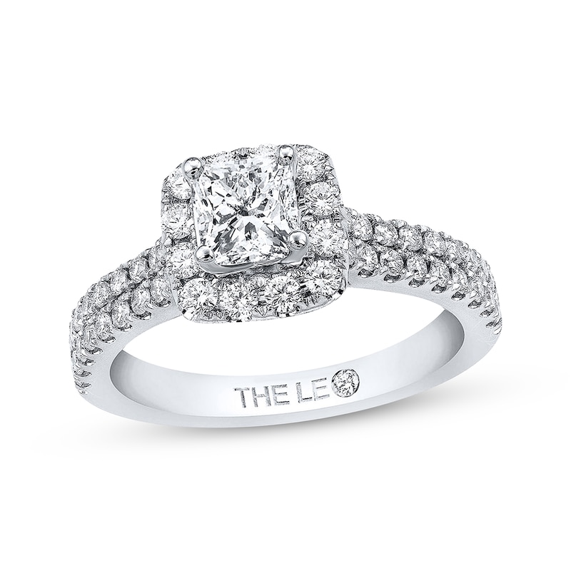 THE LEO Diamond Engagement Ring 1 ct tw Princess & Round-cut White Gold Plated