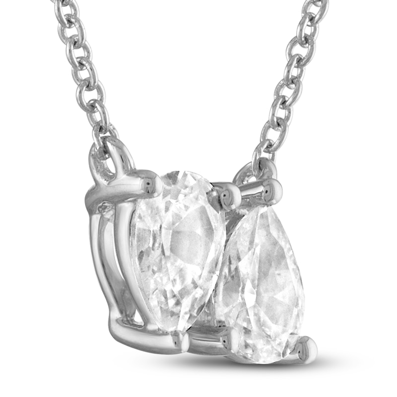 Diamond Double Pear Necklace 1 ct tw White Gold Plated 18"