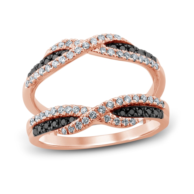 Black & Rose Diamonds 1/2 ct tw Enhancer Ring Rose Gold Plated