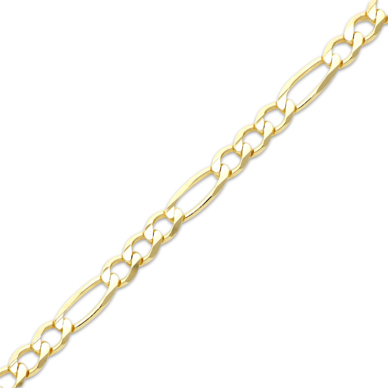 Solid Figaro Chain Necklace 4.2mm Yellow Gold Plated 22"