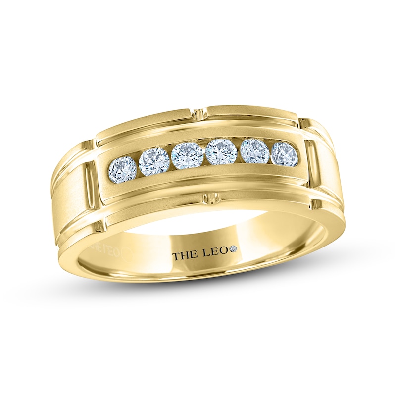 THE LEO Diamond Men's Wedding Band 3/8 ct tw Round-Cut Yellow Gold Plated