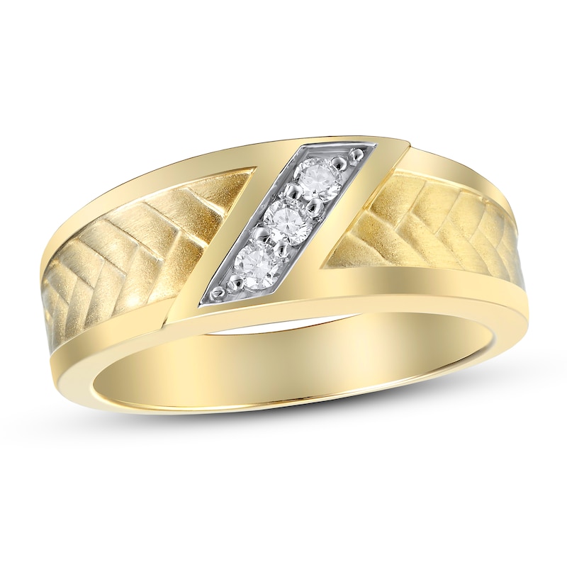 Men's Diamond Wedding Band 1/6 ct tw Round-cut Yellow Gold Plated