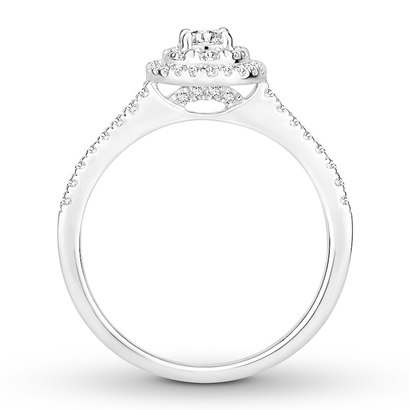 Diamond Engagement Ring 1/2 ct tw Round-cut White Gold Plated