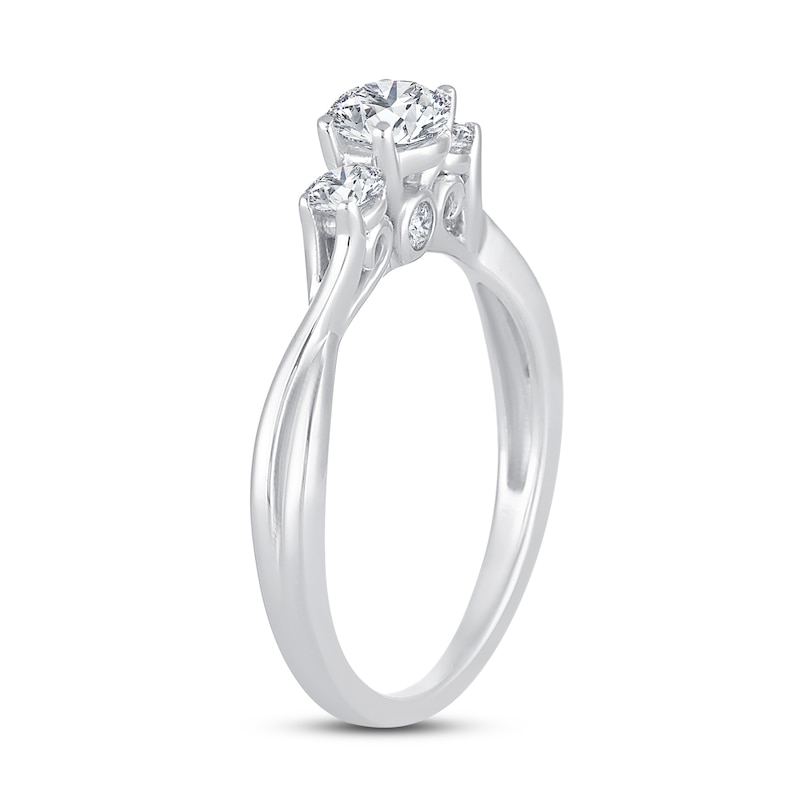 3-Stone Diamond Engagement Ring 3/4 ct tw Round-cut White Gold Plated