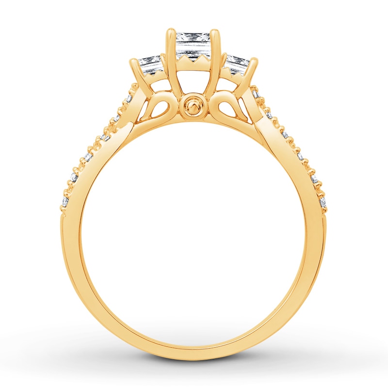Diamond Engagement Ring 1/2 cttw Princess/Round Yellow Gold Plated