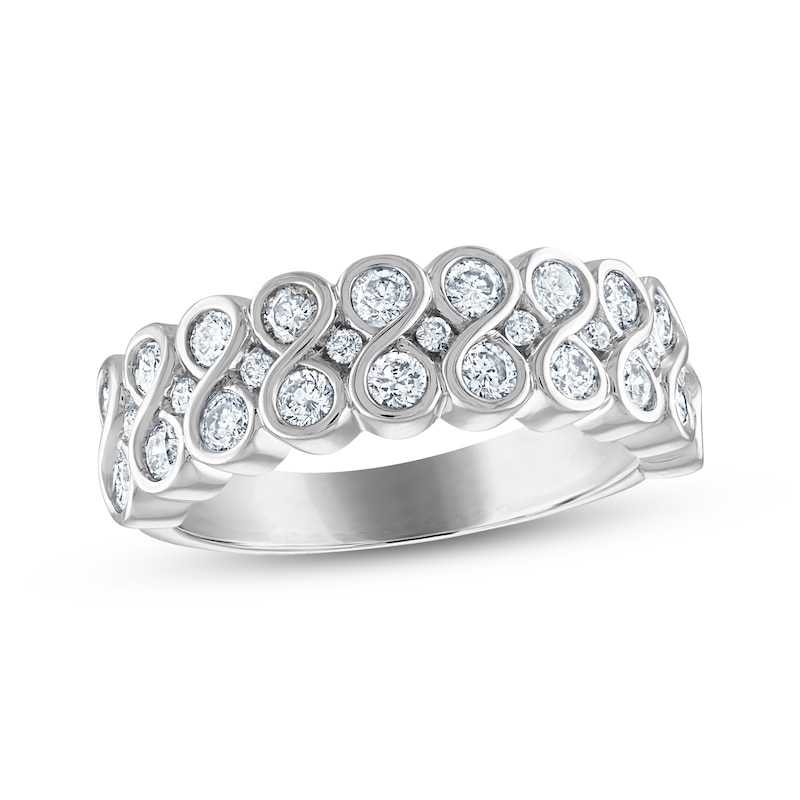 Every Moment Diamond Stacked Infinity Band 1 ct tw White Gold Plated