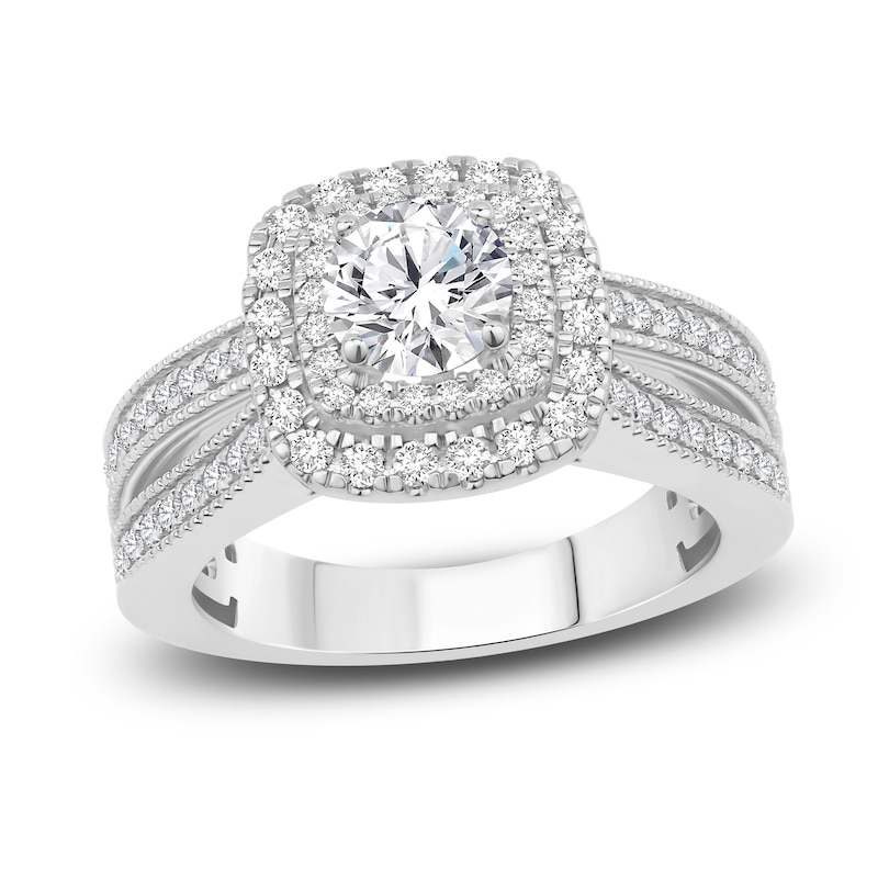Diamond Engagement Ring 1-1/4 ct tw Round-cut White Gold Plated