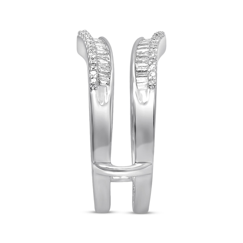 Diamond Enhancer Ring 1/2 ct tw Round & Baguette-cut White Gold Plated