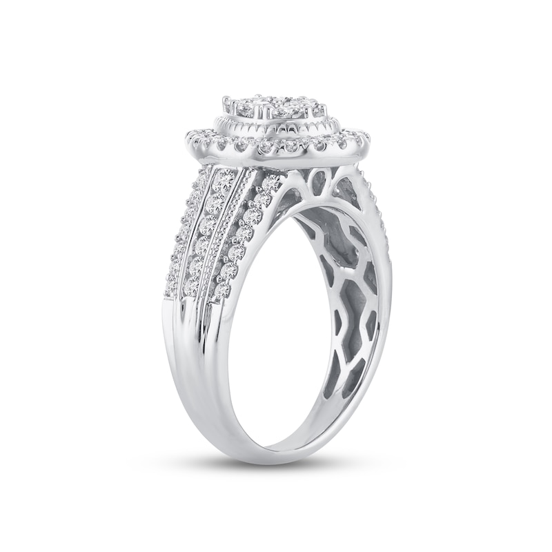 Diamond Engagement Ring 1 ct tw Round-cut White Gold Plated