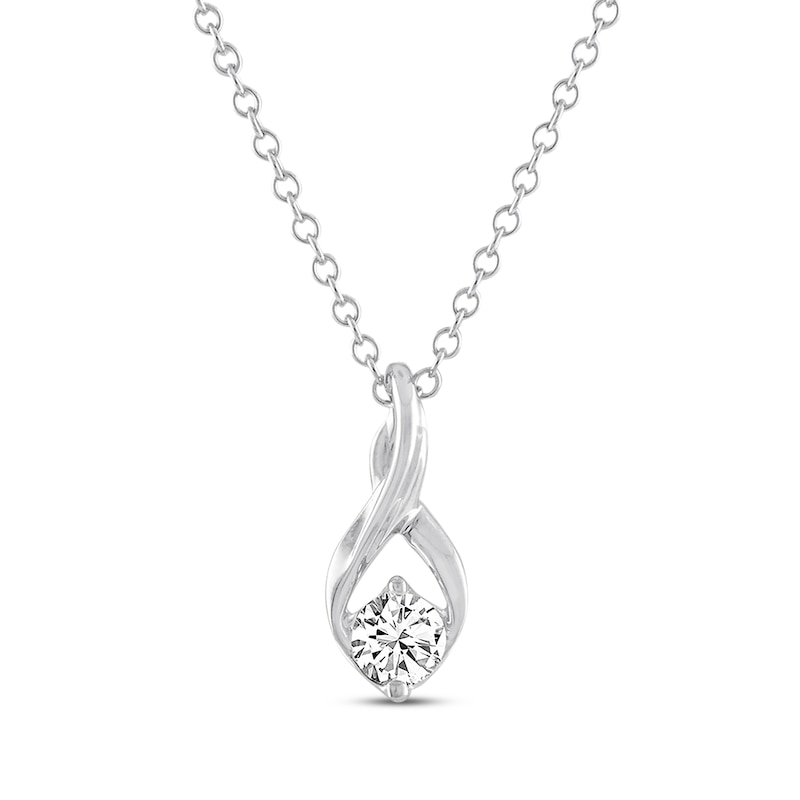 THE LEO Diamond Necklace 1/3 ct tw Round-cut White Gold Plated 19"