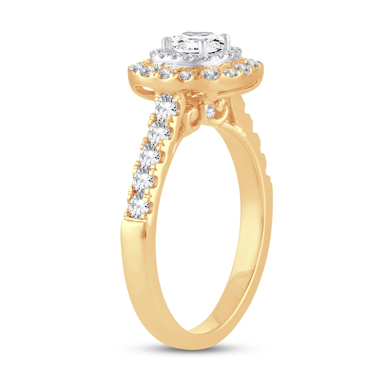Diamond Engagement Ring 1 ct tw Princess & Round Yellow Gold Plated