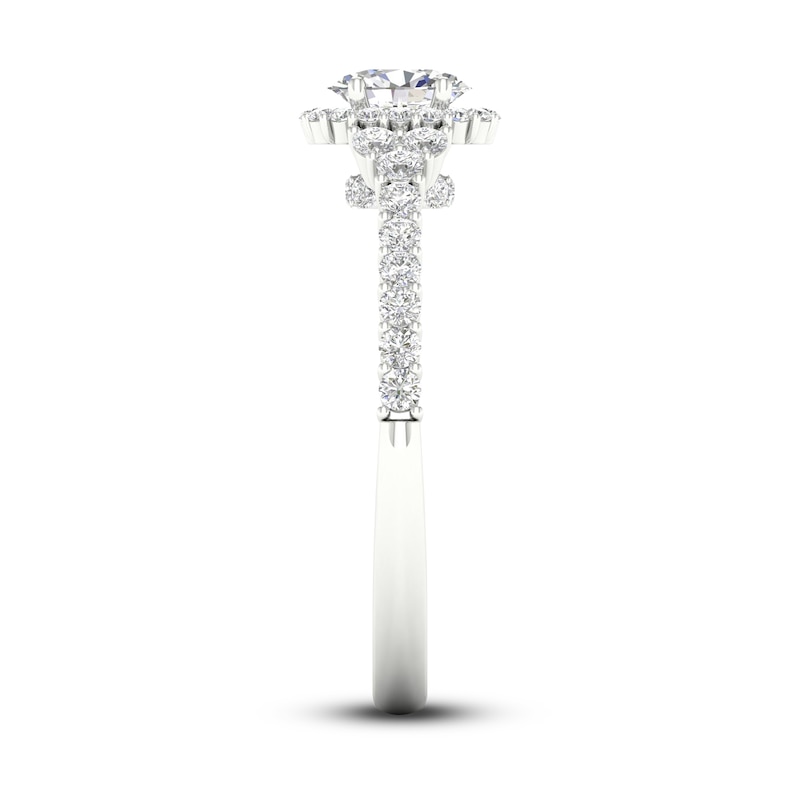 Diamond Engagement Ring 3/4 ct tw Oval & Round-Cut White Gold Plated