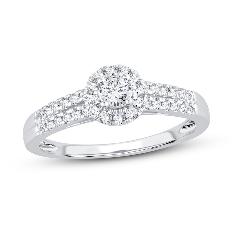 Diamond Engagement Ring 3/8 ct tw Round-cut White Gold Plated