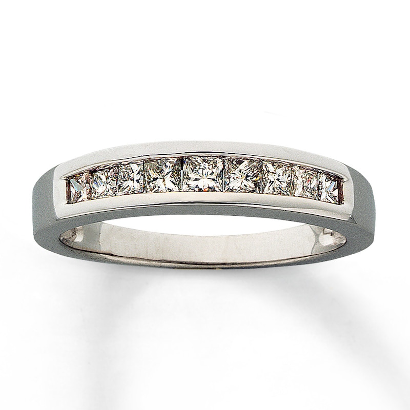 Diamond Wedding Band 1/2 ct tw Princess-cut White Gold Plated