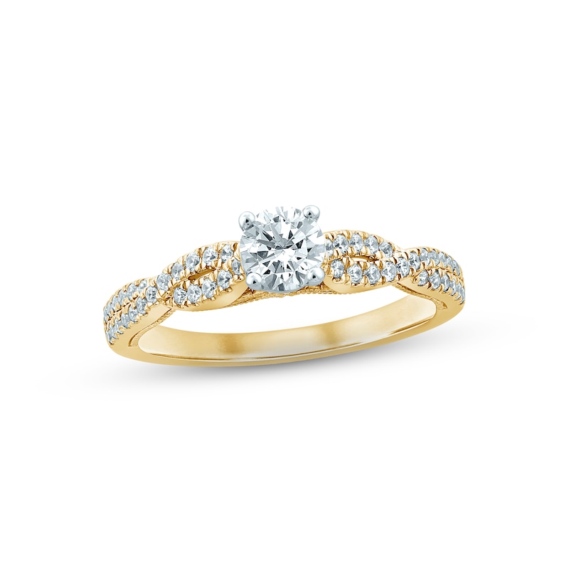 Diamond Engagement Ring 1/2 ct tw Round-cut Yellow Gold Plated