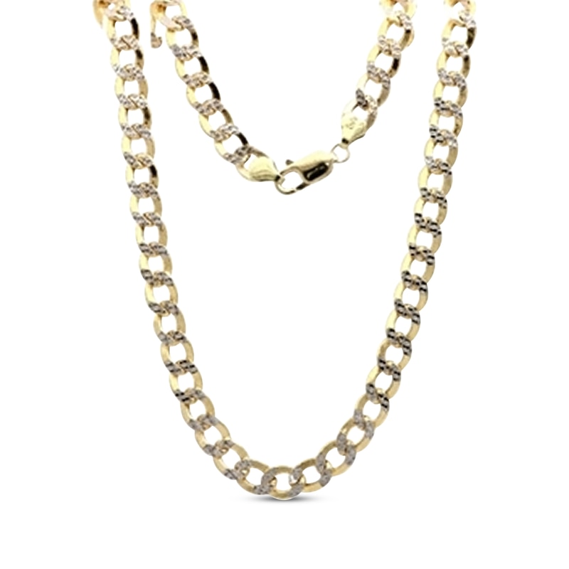 Semi-Solid Curb Chain Necklace Yellow Gold Plated 18"