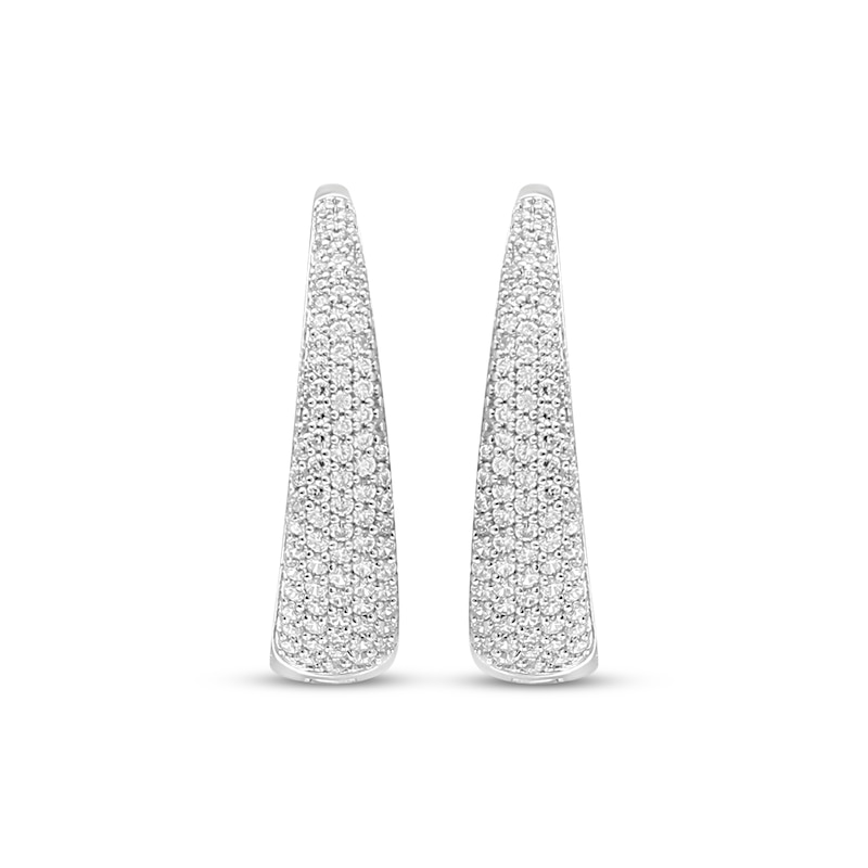 Diamond Tapered Inside-Out Hoop Earrings 1 ct tw White Gold Plated