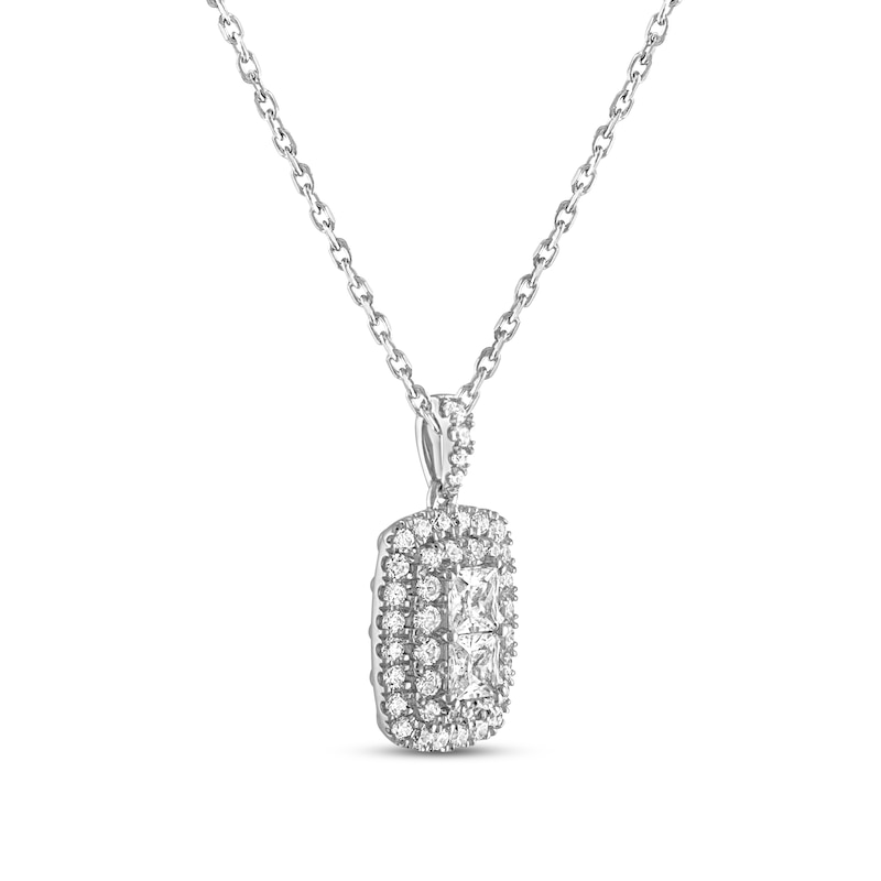 Forever Connected Diamond Necklace 1 ct tw Round & Princess-cut White Gold Plated 18"