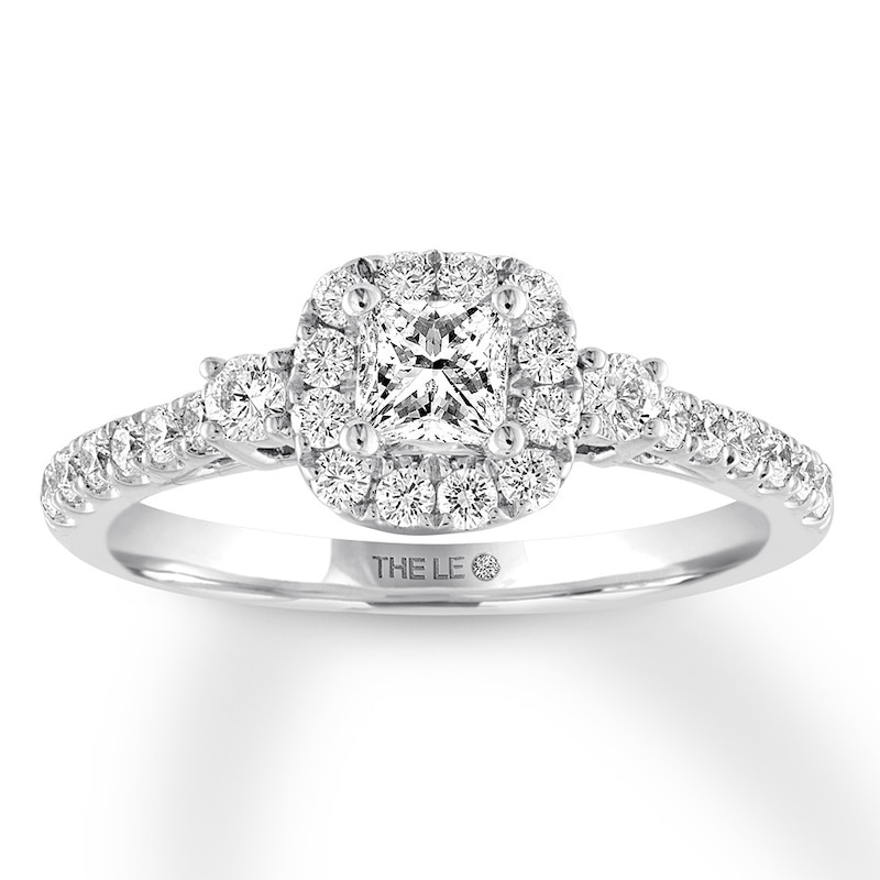 THE LEO Diamond Engagement Ring 3/4 ct tw Princess & Round-cut White Gold Plated