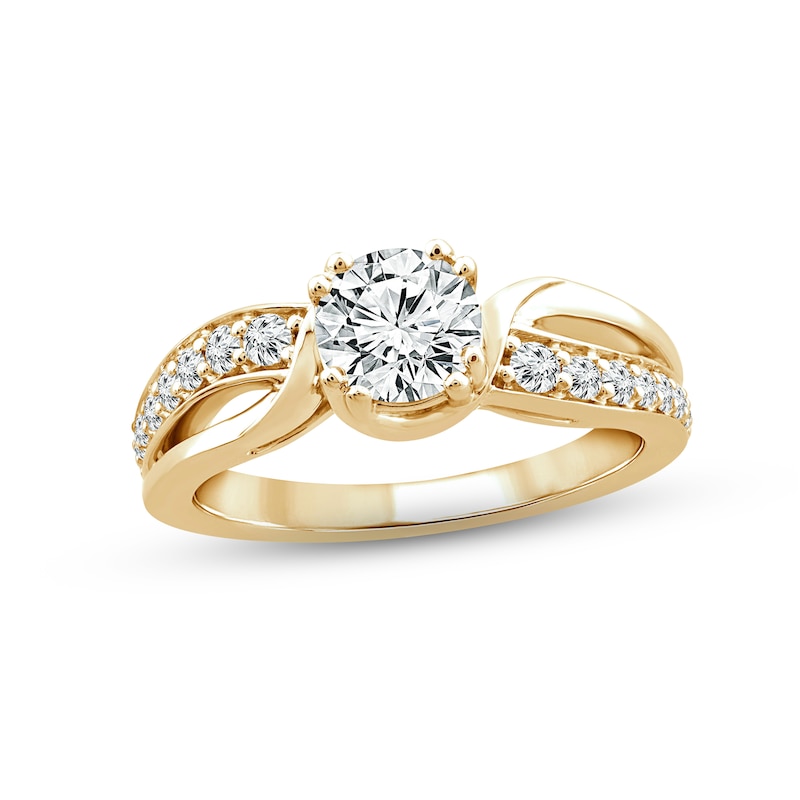 Diamond Engagement Ring 1-1/4 ct tw Round-cut Yellow Gold Plated