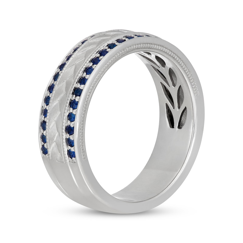 Neil Lane Men's Blue Sapphire Wedding Band White Gold Plated
