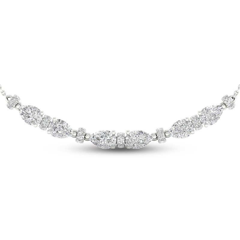 Diamond Smile Necklace 3 ct tw Pear & Round-cut White Gold Plated 18"