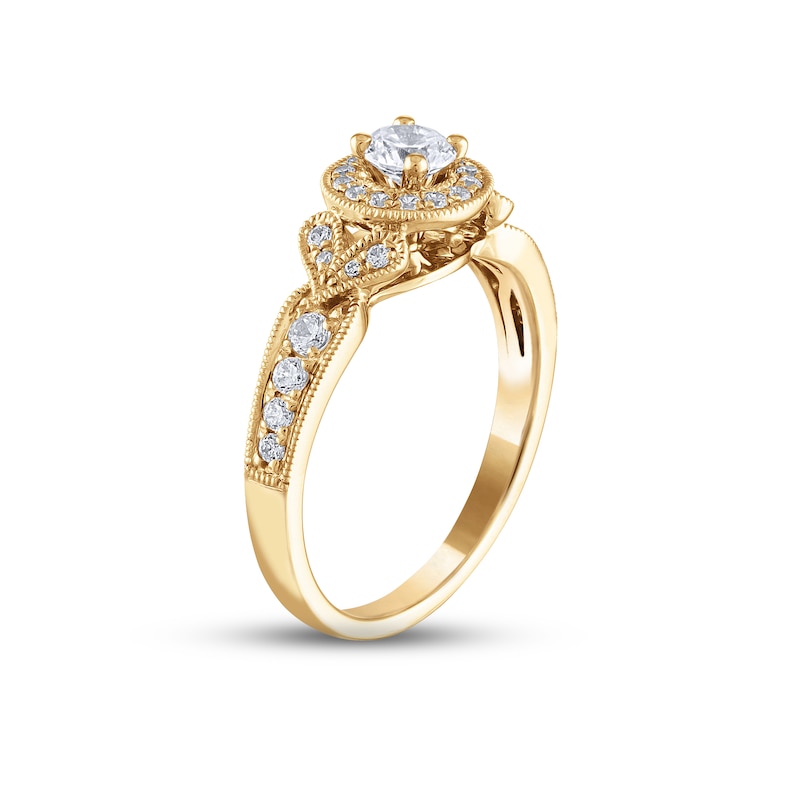 Diamond Engagement Ring 5/8 ct tw Round-cut Yellow Gold Plated
