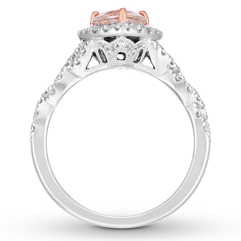 Neil Lane Morganite Engagement Ring 3/4 ct tw Pear & Round-cut White Gold Plated