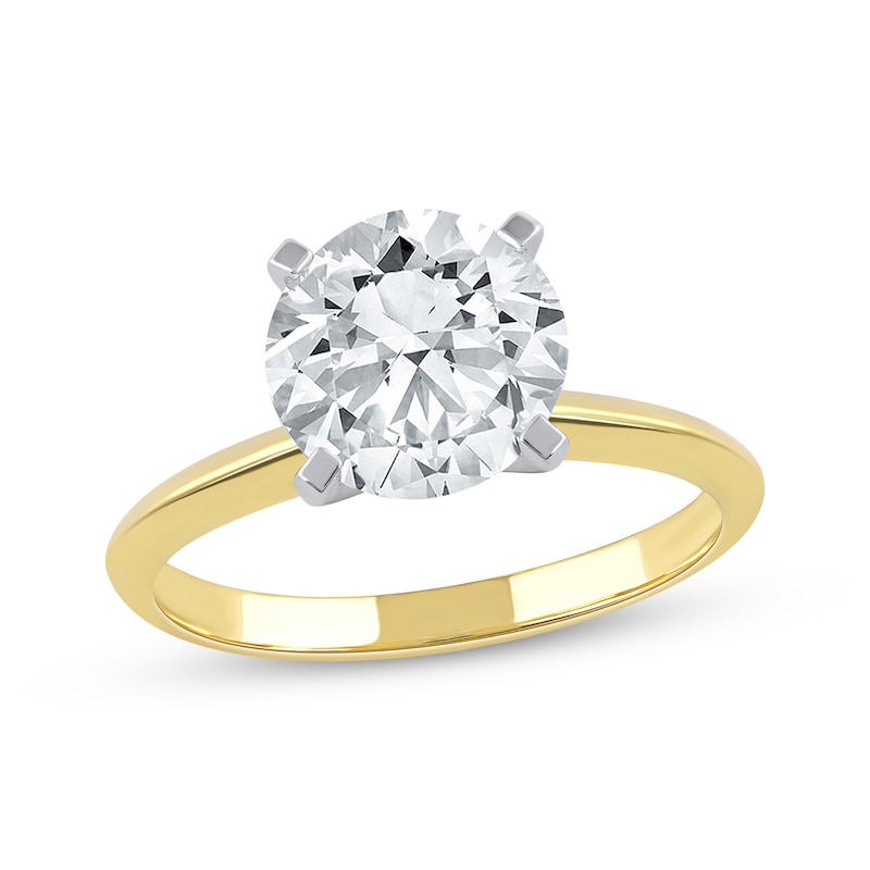 Lab-Created Diamonds by Round-Cut Solitaire Engagement Ring 2-1/2 ct tw Yellow Gold Plated