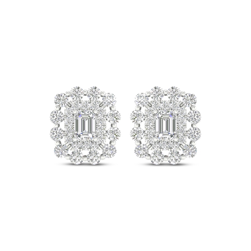 Lab-Created Diamonds by Emerald-Cut Stud Earrings 1 ct tw White Gold Plated