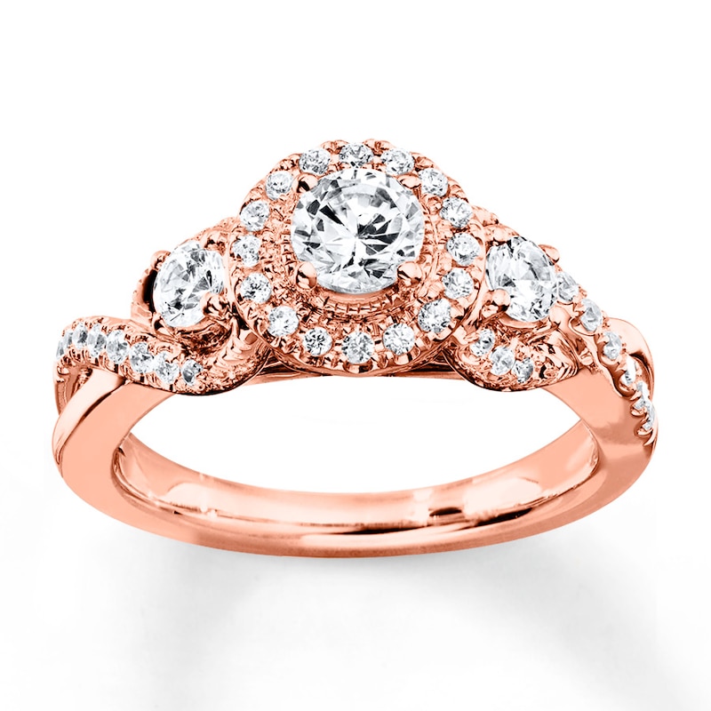 Diamond Engagement Ring 7/8 ct tw Round-cut Rose Gold Plated