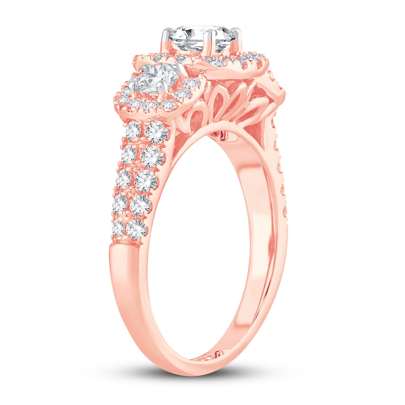 Diamond Engagement Ring 1-1/2 ct tw Round-cut Rose Gold Plated