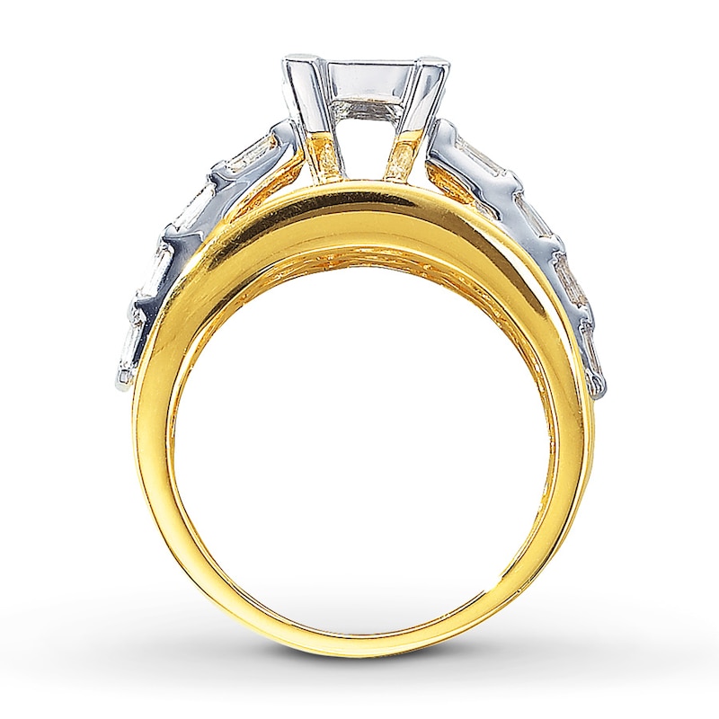 Diamond Engagement Ring 3 ct tw Princess-cut Two-Tone Gold Plated