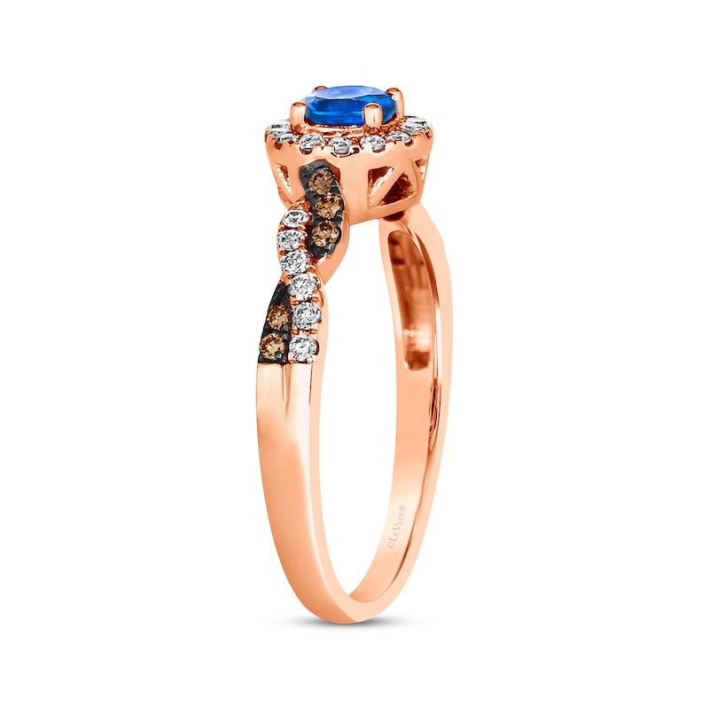 Le Vian Chocolate Twist Sapphire Ring 1/4 ct tw Diamonds Strawberry Gold Plated
