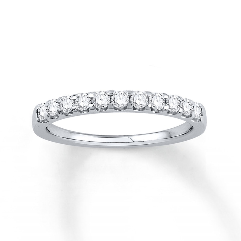 Colorless Diamond Anniversary Band 3/8 ct tw Round-cut White Gold Plated