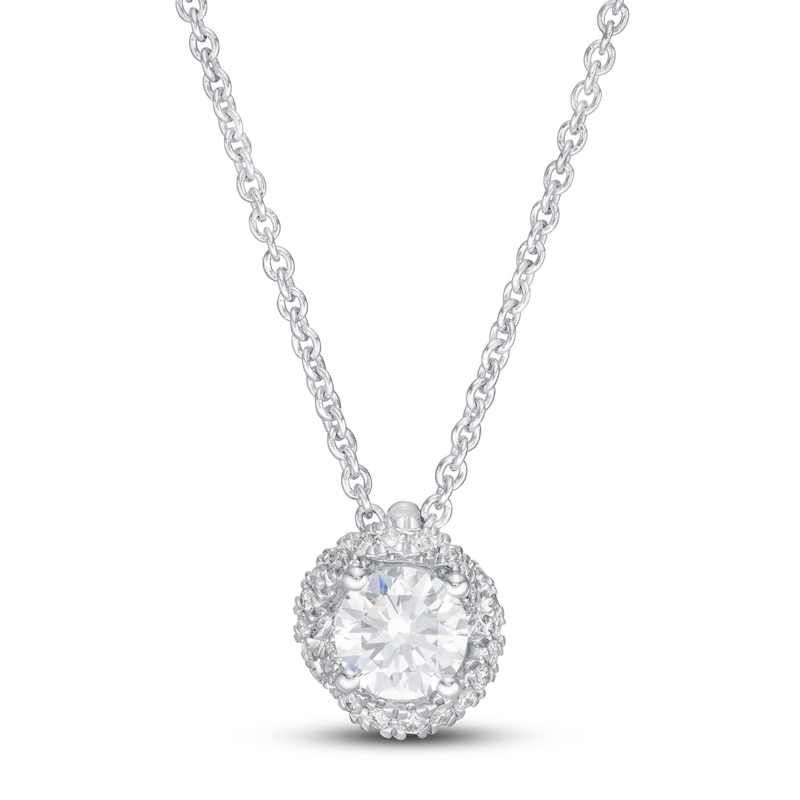 Diamond Necklace 1/2 ct tw Round-cut White Gold Plated 18"
