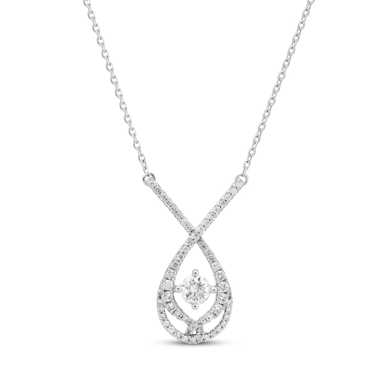 Love Entwined Diamond Necklace 1/2 ct tw Round-cut White Gold Plated 18"